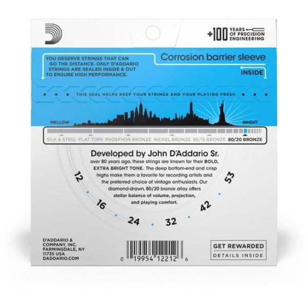 Encordoamento Violão Aço .012-.053 80/20 Bronze EJ11 D Addario