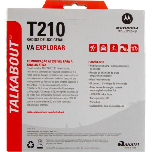 Rádio Comunicador Talkabout Motorola T210BR 32km Vermelho/Preto - PAR / 2