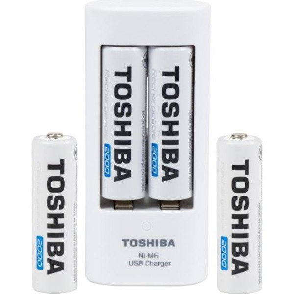 Carregador de Pilha USB TNHC-6GME4 CB (C/4 Pilhas AA 2000 MAh) Toshiba