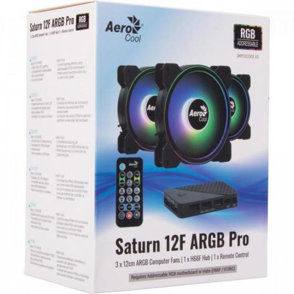 Kit 3 Coolers Aerocool Saturn 12 Pro ARGB + Hub + Controle