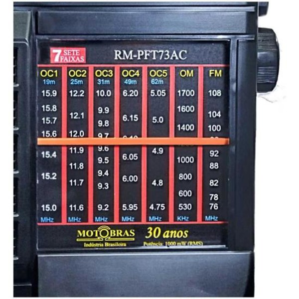 Rádio Portátil Motobras RM-PFT73AC 7 Faixas Preto