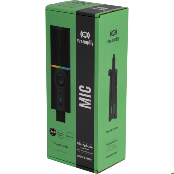 Microfone Gamer Streamplify Mic Tripod Com Tripé Preto RGB