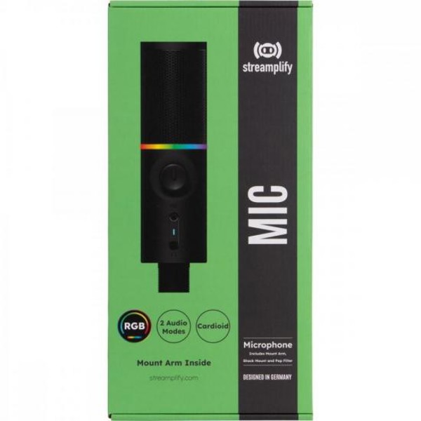 Microfone Gamer Streamplify Mic Armcom braço Flexível Preto RGB