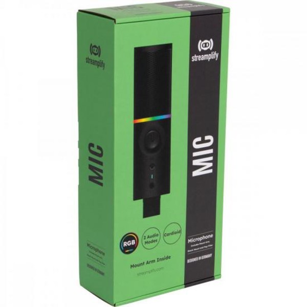 Microfone Gamer Streamplify Mic Armcom braço Flexível Preto RGB