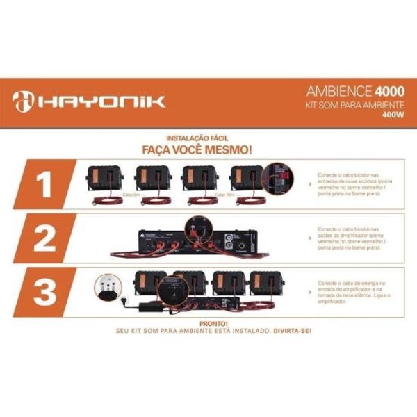Kit de Som Para Ambiente Hayonik Ambience 4000 V2 Preto