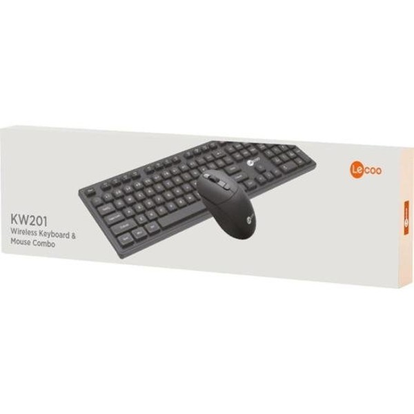 Kit Teclado e Mouse Lecoo KW201 Sem Fio Preto