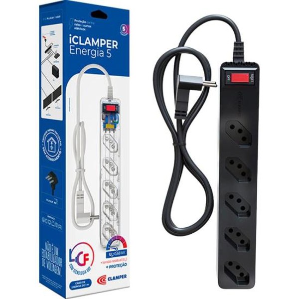 Filtro de Linha Com Proteção DPS 3P Energia 5 Clamper Preto