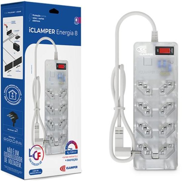 Filtro de Linha Com Proteção DPS 3P Energia 8 Clamper Transparente