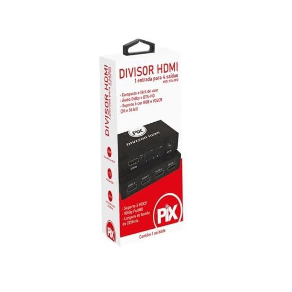 Divisor HDMI 1.3 1 Entrada X 4 Saídas Chip Sce Preto Pix