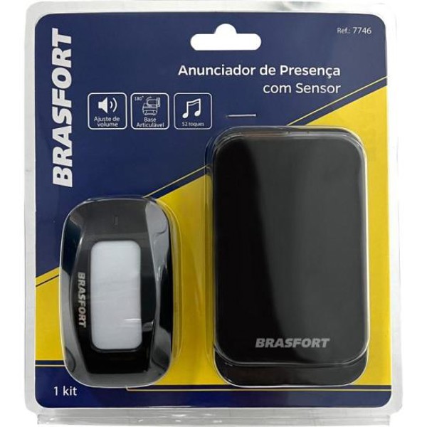 Anunciador de Presença Com Sensor Brasfort Preto