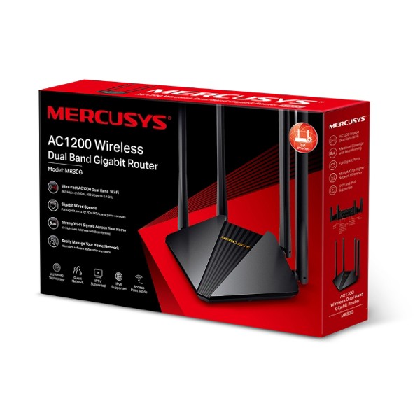 Roteador Mercusys Mr30g Wireless Dual Band Gigabit Ac1200 - Mmc0001