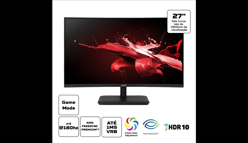 Monitor Acer 27" Gamer Nitro Led/va Full Hd 180hz 1ms Hdmi Usb Displayport Vesa  - Um.he0aa.303