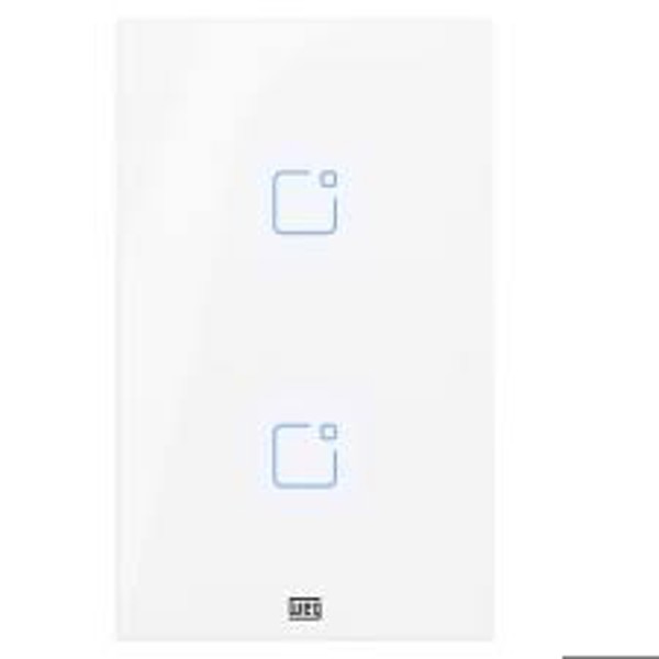 Interruptor Touch Inteligente 2 Botoes Wi-fi 10a + Rf Com Placa 4x2 Weg Home Branco.
