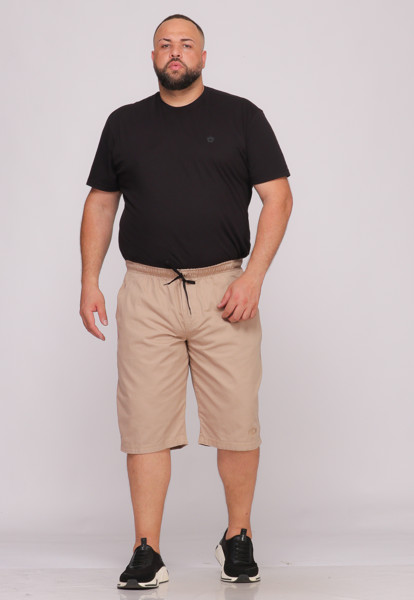 Bermuda Macaw 7511 Bege Elástico Plus Size Sarja