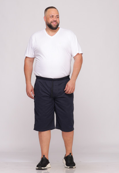 Bermuda Macaw 7511 Azul Marinho Elástico Plus Size  Sarja