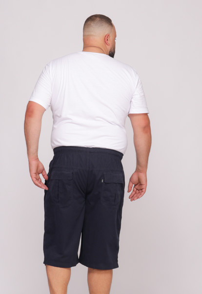 Bermuda Macaw 7511 Azul Marinho Elástico Plus Size  Sarja