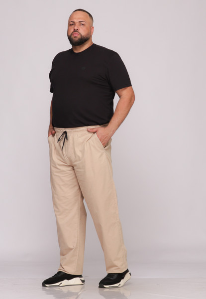 Calça Macaw 7734 Bege Plus Size Sarja
