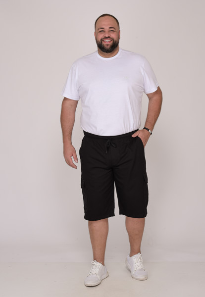 Bermuda Macaw 7784 Preto Elástico Plus Size Sarja