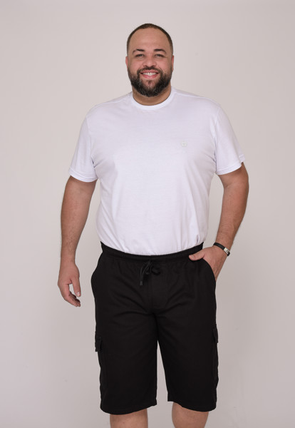 Bermuda Macaw 7784 Preto Elástico Plus Size Sarja