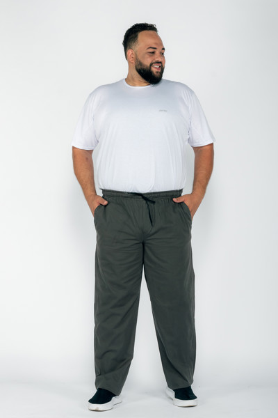 Calça Macaw 7734 Cinza Plus Size Sarja