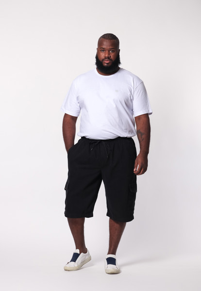 Bermuda Macaw 7852 Preto Elástico Plus Size Sarja