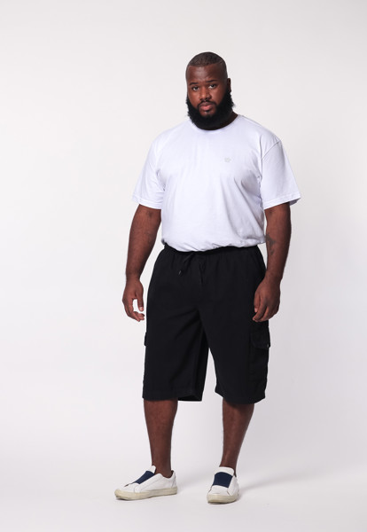 Bermuda Macaw 7852 Preto Elástico Plus Size Sarja