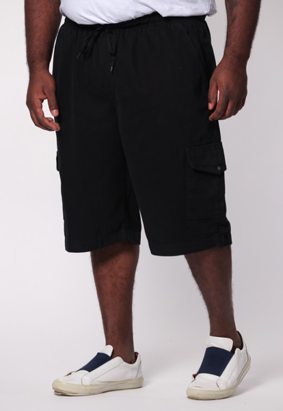 Bermuda Macaw 7852 Preto Elástico Plus Size Sarja