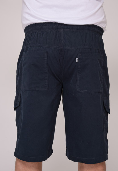 Bermuda Macaw 7852 Azul Marinho Elástico Plus Size Sarja