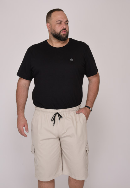 Bermuda Macaw 7852 Bege Elástico Plus Size Sarja