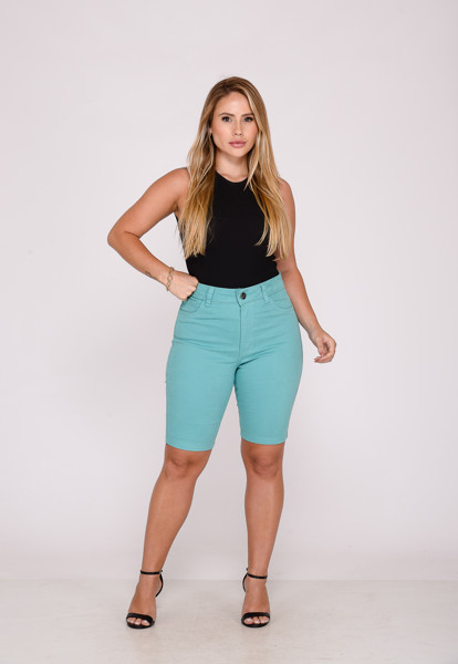 Bermuda Feminina 7883 Turquesa Cor:turquesa;tamanho:36