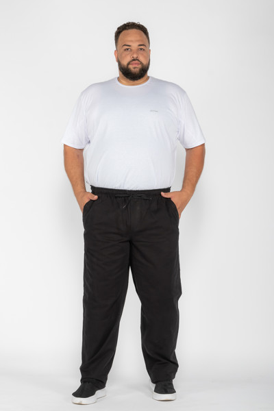 Calça Macaw 7734 Preto Plus Size Sarja Cor:preto;tamanho:gg