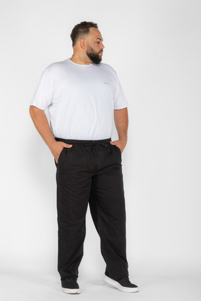 Calça Macaw 7734 Preto Plus Size Sarja Cor:preto;tamanho:gg