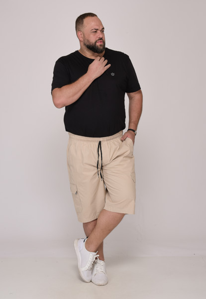 Bermuda Macaw 7848 Bege Elástico Plus Size Sarja Cor:bege;tamanho:gg