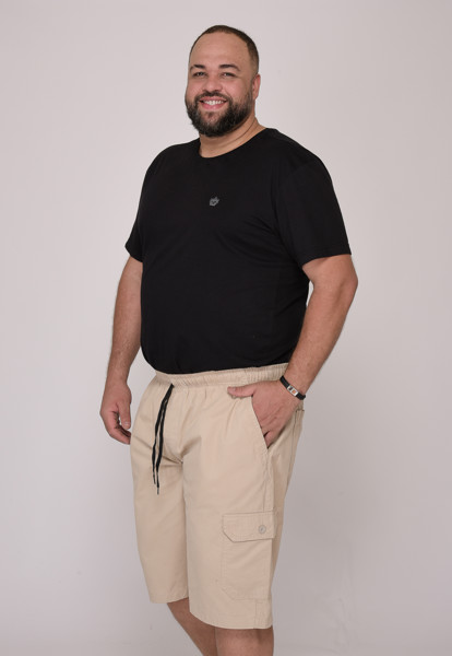 Bermuda Macaw 7848 Bege Elástico Plus Size Sarja Cor:bege;tamanho:gg