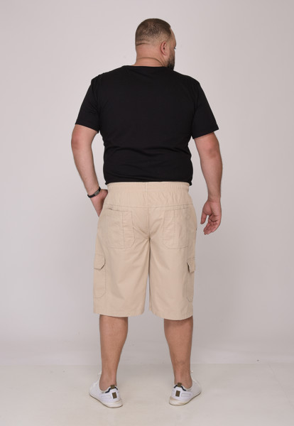 Bermuda Macaw 7848 Bege Elástico Plus Size Sarja Cor:bege;tamanho:gg