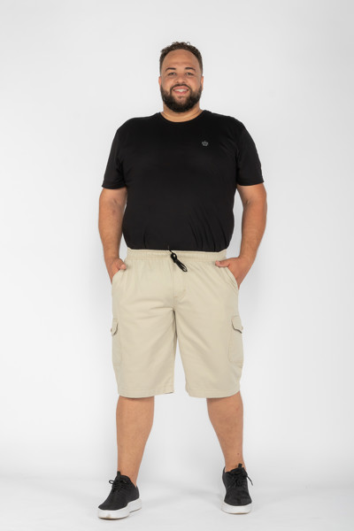 Bermuda Macaw 7784 Bege Elástico Plus Size Sarja Cor:bege;tamanho:gg