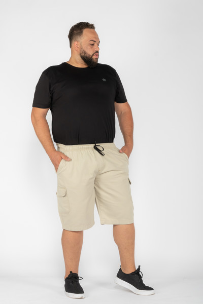 Bermuda Macaw 7784 Bege Elástico Plus Size Sarja Cor:bege;tamanho:gg