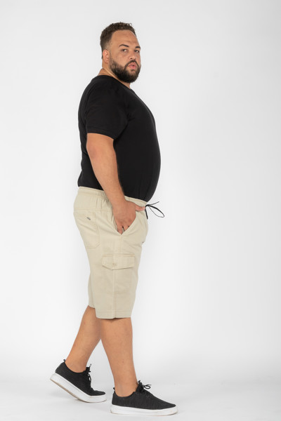 Bermuda Macaw 7784 Bege Elástico Plus Size Sarja Cor:bege;tamanho:gg