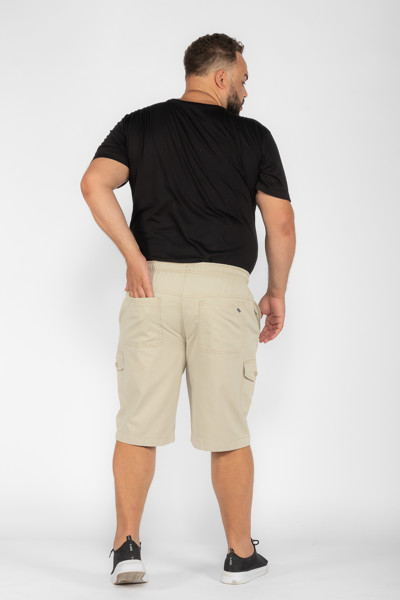 Bermuda Macaw 7784 Bege Elástico Plus Size Sarja Cor:bege;tamanho:gg