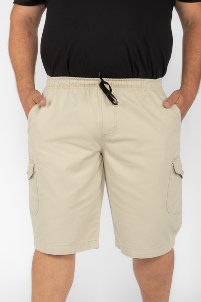 Bermuda Macaw 7784 Bege Elástico Plus Size Sarja Cor:bege;tamanho:gg