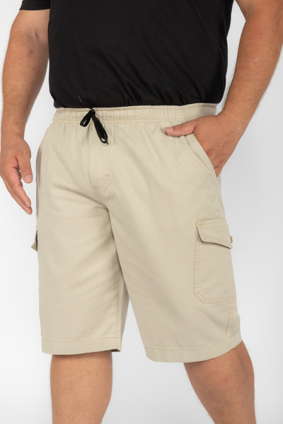 Bermuda Macaw 7784 Bege Elástico Plus Size Sarja Cor:bege;tamanho:gg