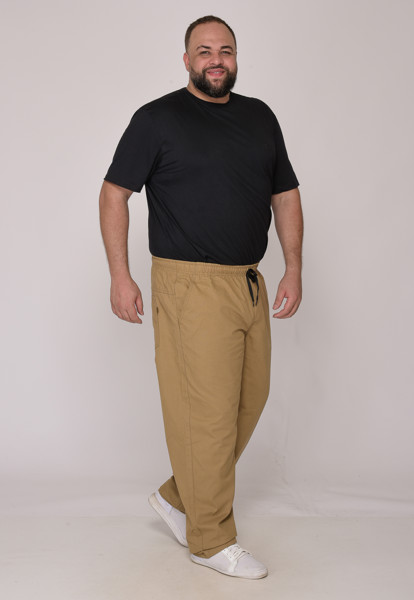 Calça Macaw 7911 Caqui Plus Size Sarja Cor:caqui;tamanho:exg