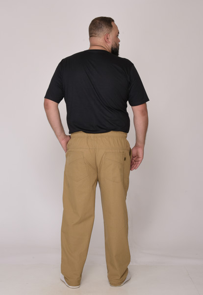 Calça Macaw 7911 Caqui Plus Size Sarja Cor:caqui;tamanho:exg