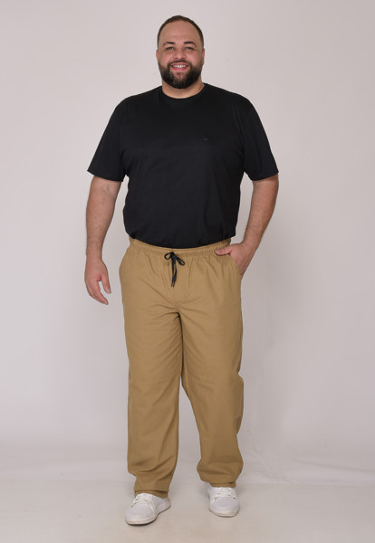 Calça Macaw 7911 Caqui Plus Size Sarja Cor:caqui;tamanho:exg