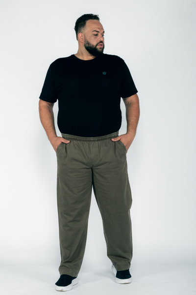 Calça Macaw 7563 Verde Plus Size Sarja Cor:verde;tamanho:gg