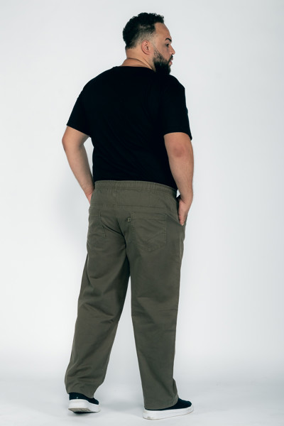 Calça Macaw 7563 Verde Plus Size Sarja Cor:verde;tamanho:gg