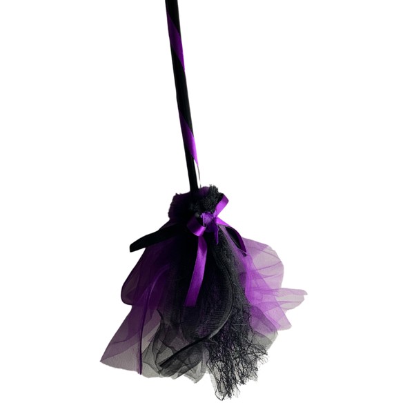 Vassoura De Bruxinha Assustadora Para Halloween - Roxo