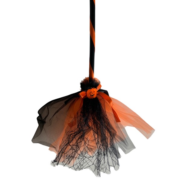 Vassoura De Bruxinha Assustadora Para Halloween - Laranja