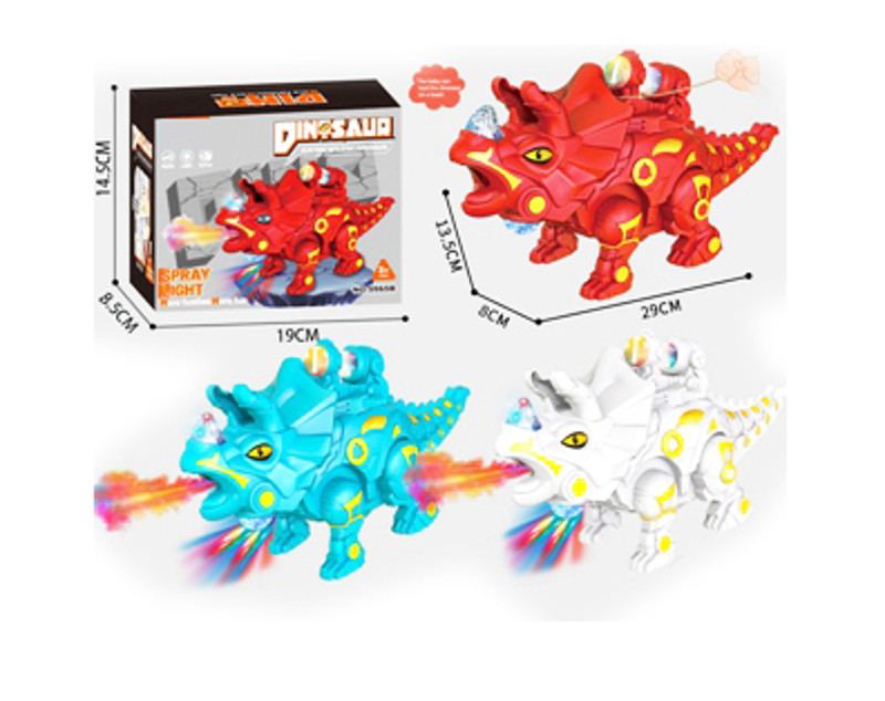 Brinca Brilha Dinosaurus - Triceratops Com Luzes - Vermelho