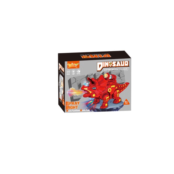 Brinca Brilha Dinosaurus - Triceratops Com Luzes - Vermelho